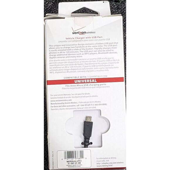 Verizon Wireless Vehicle Charger w/USB Port Universal Charge 2 Phones at Once - Picture 4 of 4